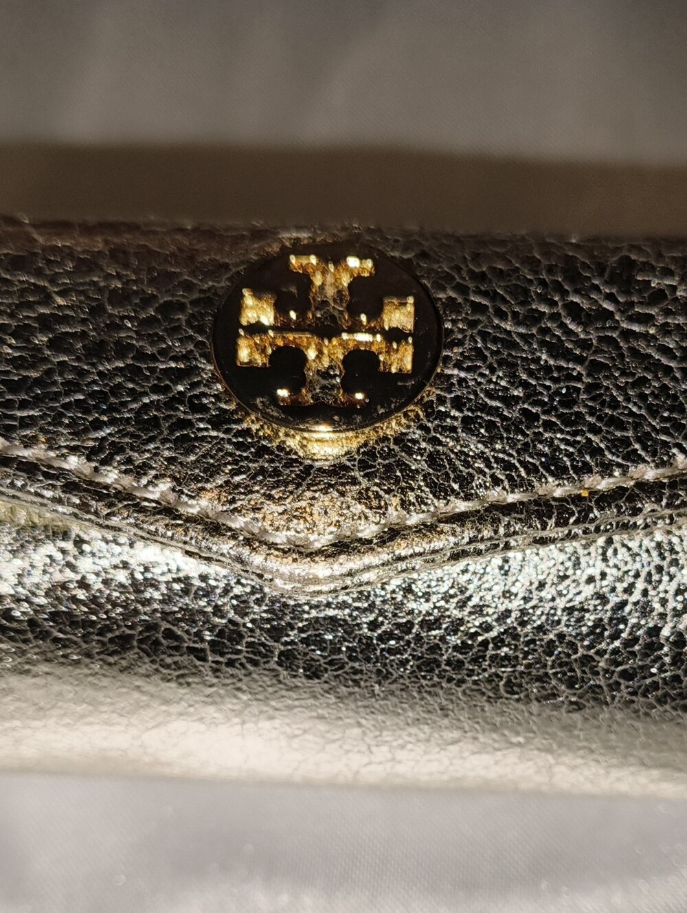 Tory Burch Robinson Leather Gold Lipstick Case with Mirror